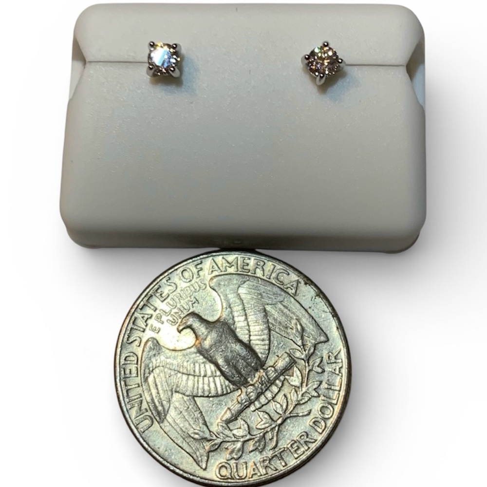 Sterling Silver .25 CTW Moissanite Screwback Earrings - Picture 3 of 3